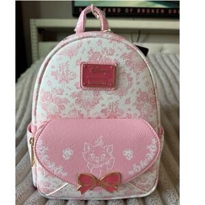 Disney Loungefly Aristocats Marie Pink Toile Mini Backpack New NWT